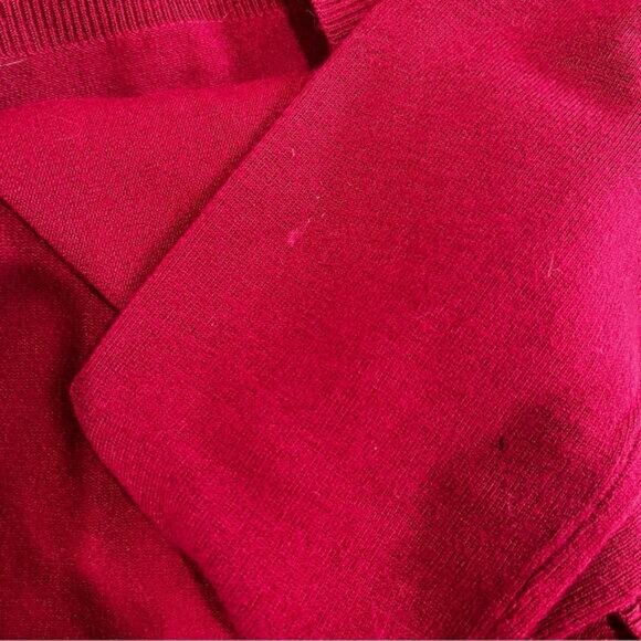 NEW BCBGMAXAZRIA Belted Tailored Plunge Midi Sweater Dress Crimson Red Small NWT - Picture 12 of 15